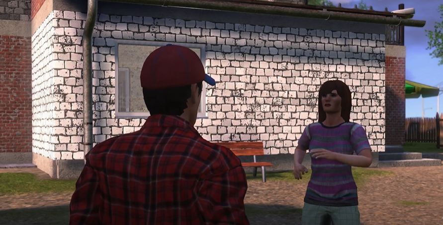 Screenshot of a game farmer's dynasty. Character engaged in conversation with another character