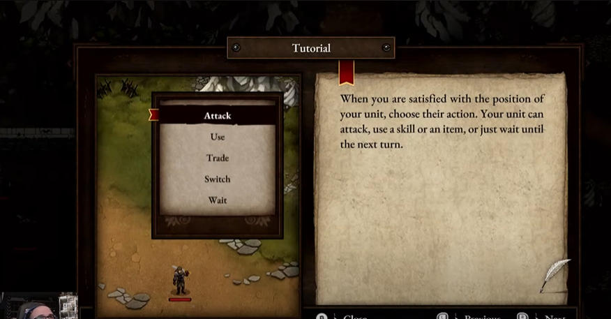 the tutorial drop-down menu in the gameplay of Rise Eterna.