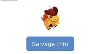 Game Battle Camp screenshot with a monster and a 'Salvage Info' tab below it