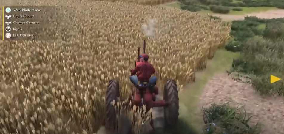 Screenshot of a game farmer's dynasty. Character plowing the field with a truck.
