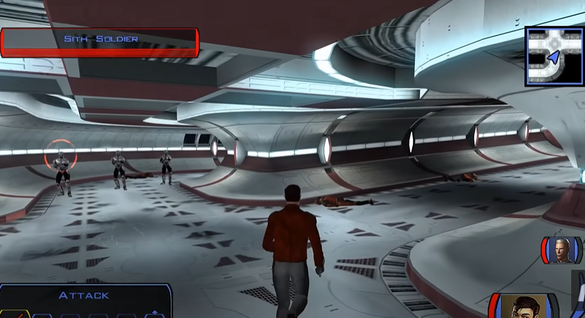 A gameplay screenshot from the game 'Knights of the Old Republic'