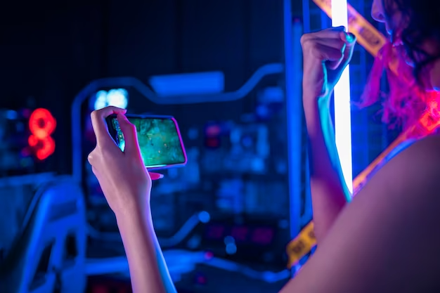 Gamer playing a one-hand mobile game